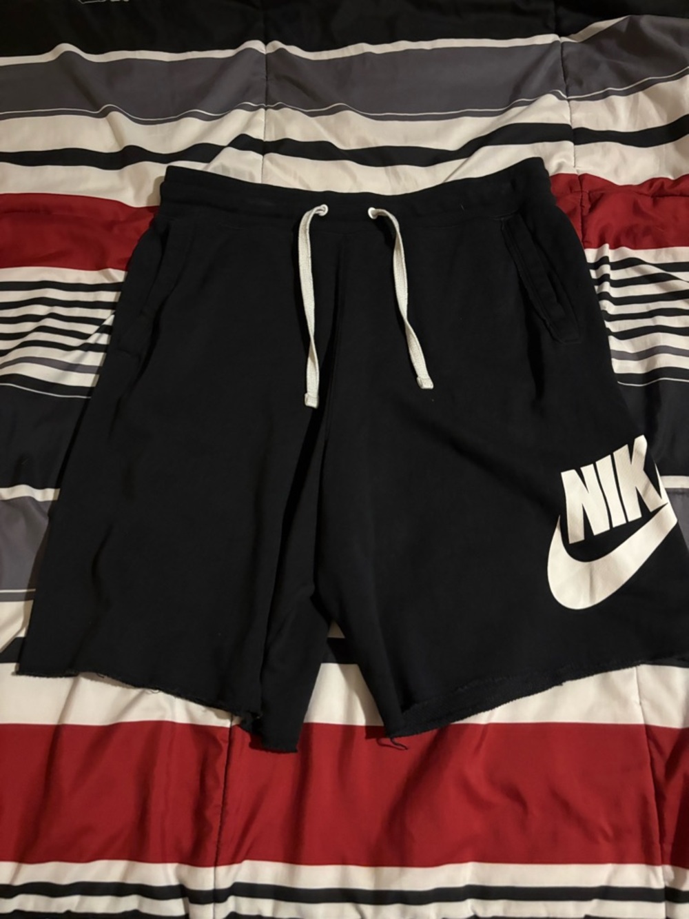 Nike Men’s Black Athletic Shorts with White Logo